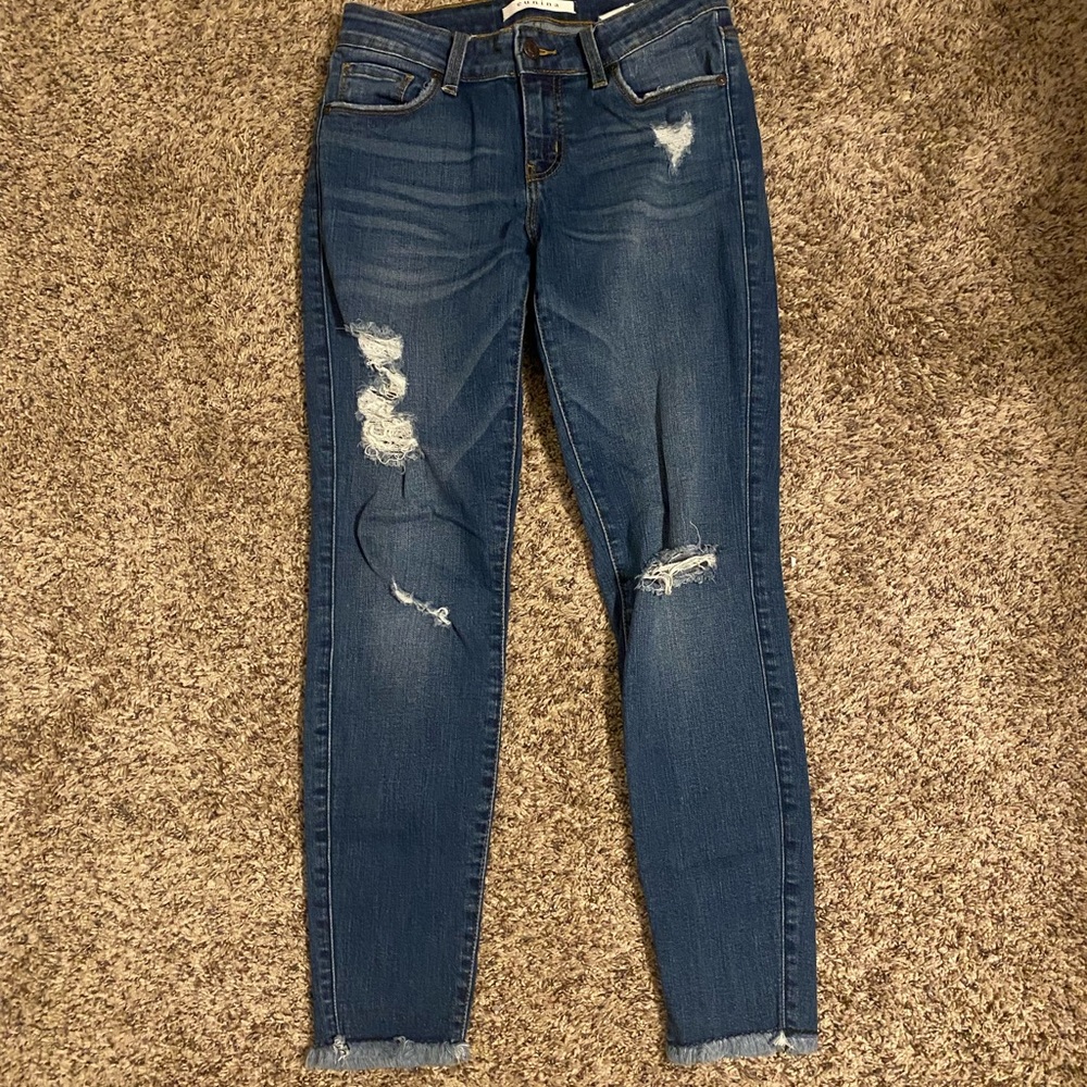 Eunina Blue Ripped Skinny Jeans